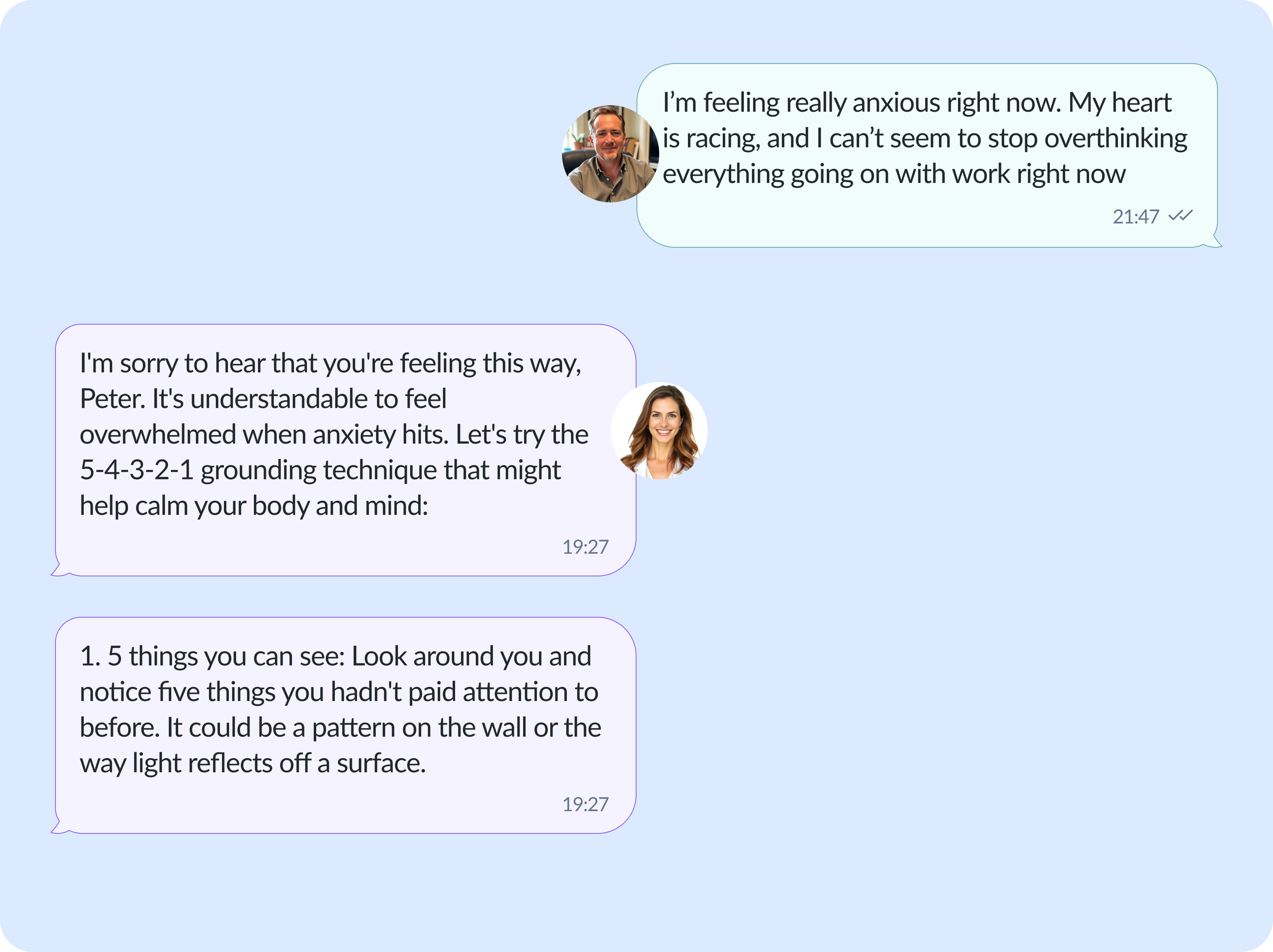 Reduce Anxiety Chat Messages